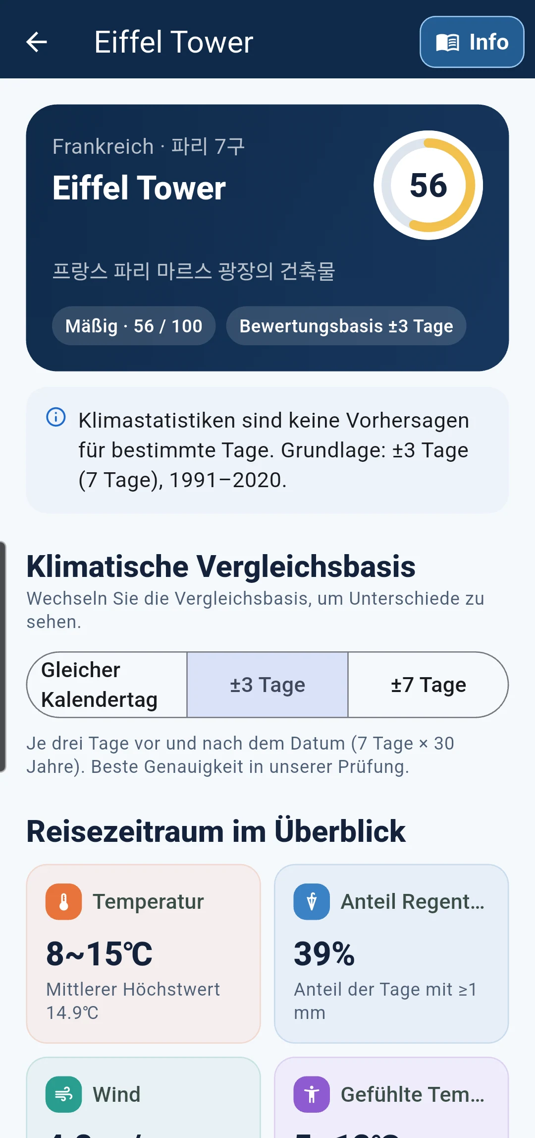 Ausführliches Wetter und Infotaste