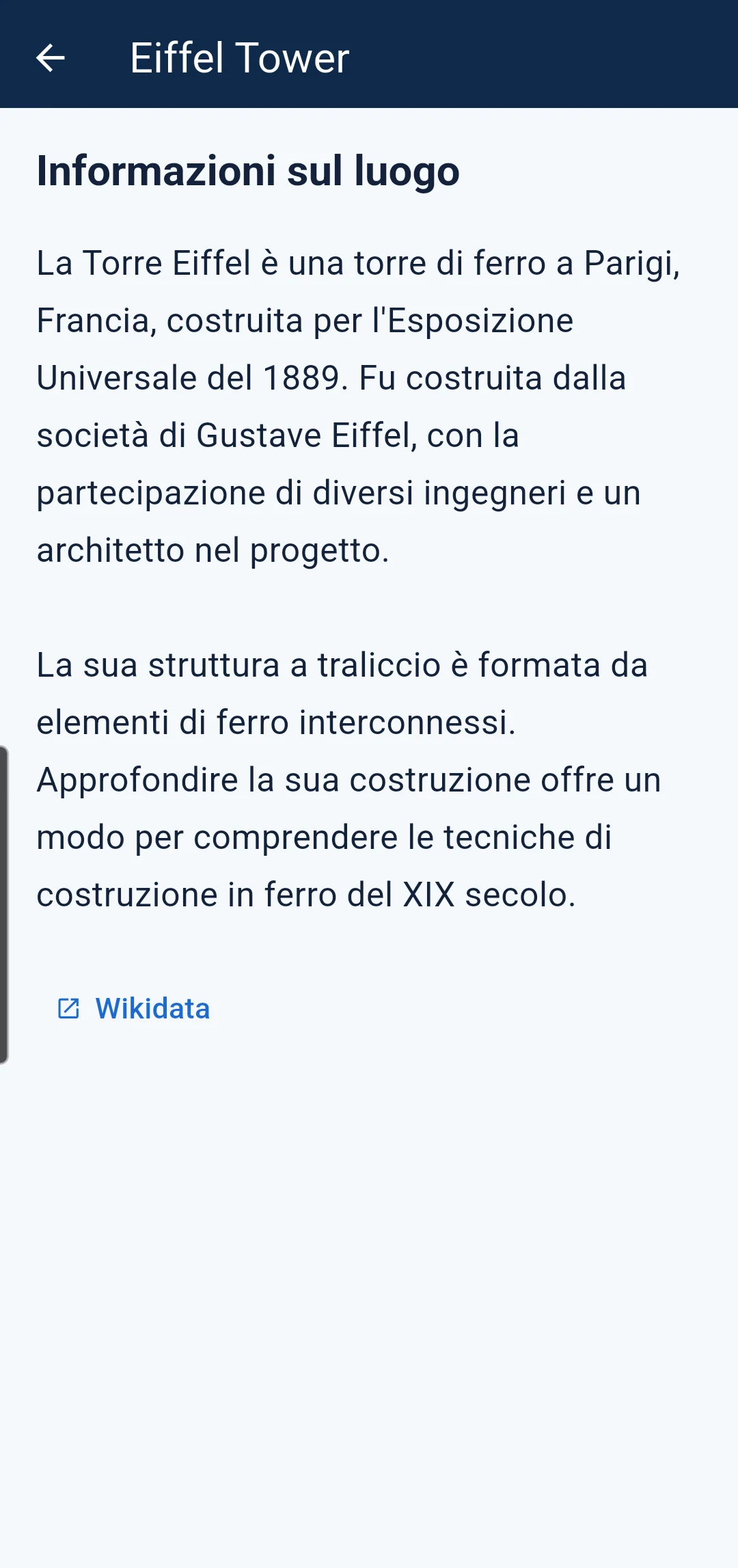 Descrizioni delle destinazioni offline